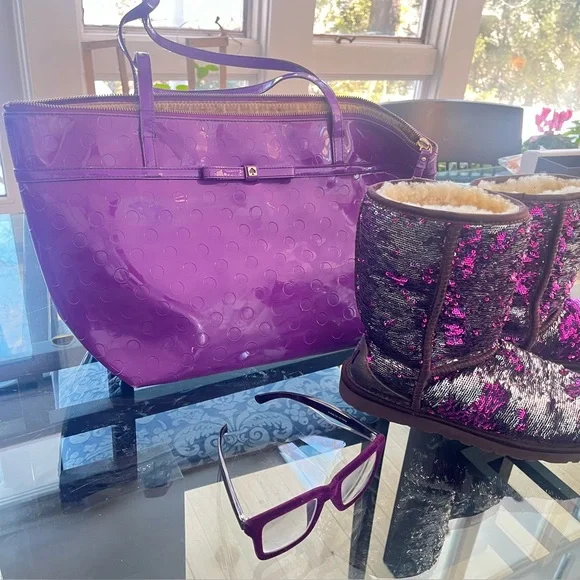 UGG Pink and Purple Sequin Boots with Accessories - Picture 5 of 6